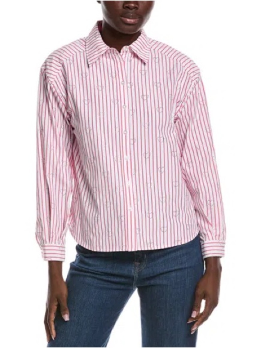 Nanette Lepore Pink & White Vertical Stripe Button-Down Shirt